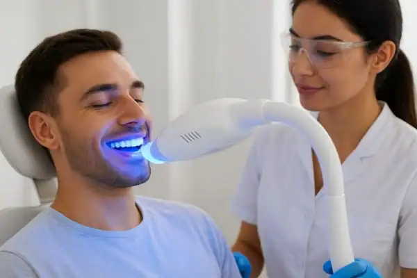 Man having Blue Light Teeth Whitening Farnborough